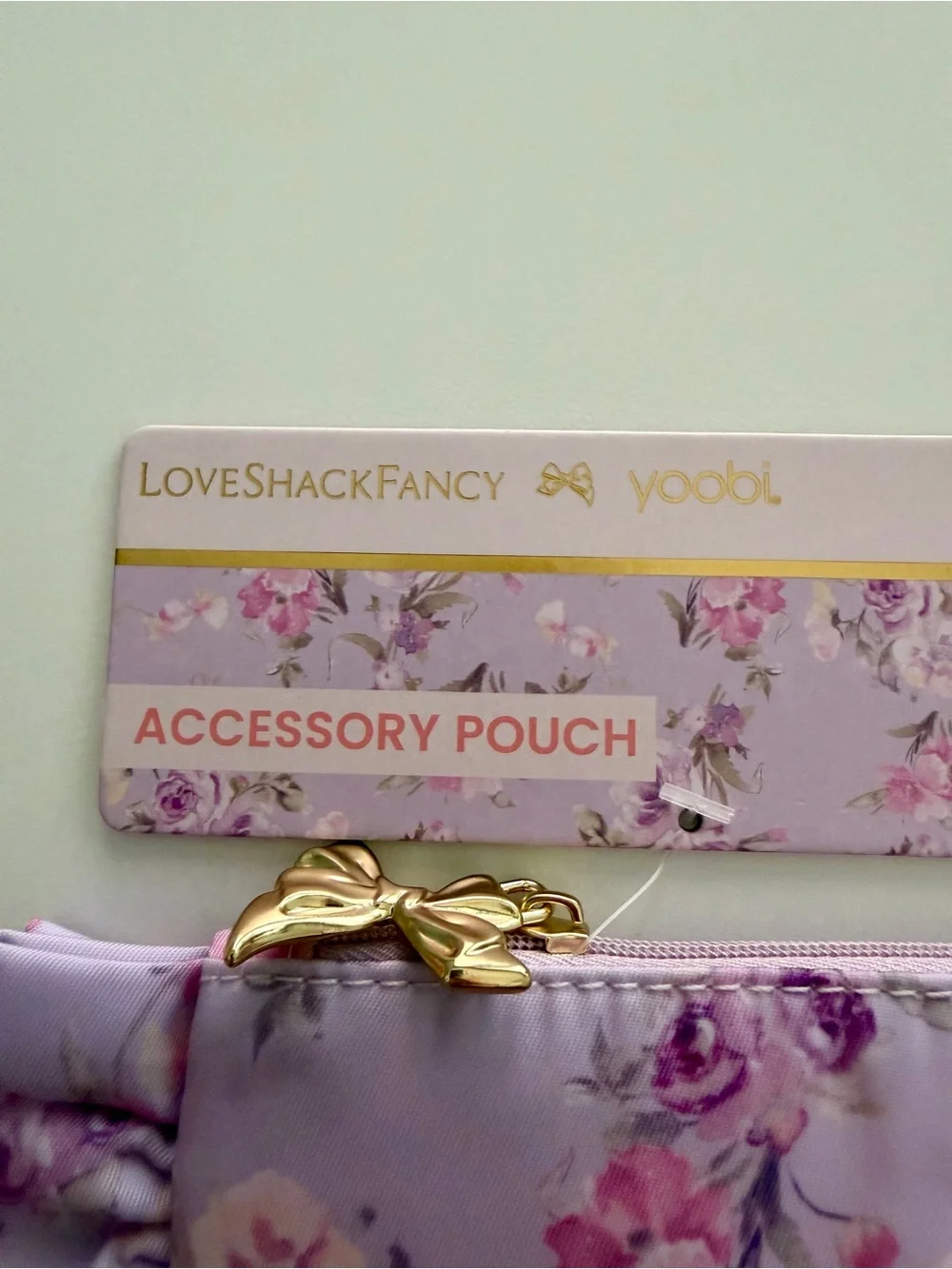 LoveShackFancy x Yoobi Happy Thoughts Lilac Floral Ruffle Accessory Pouch